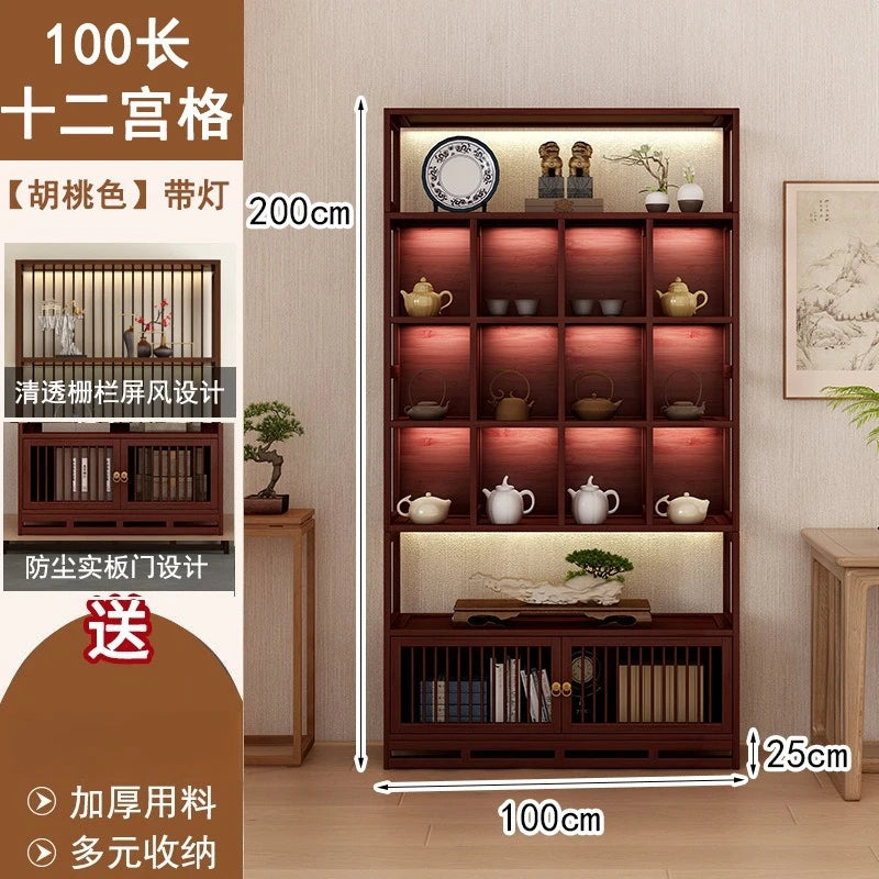 Chinese Duobao Pavilion Bogu Cabinet | Illuminated Tea & Curio Display Shelf
