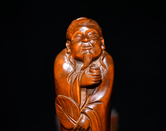 6" Boxwood Lu Yu Tea God Statue – Tea Ceremony Scoop & Altar Figure