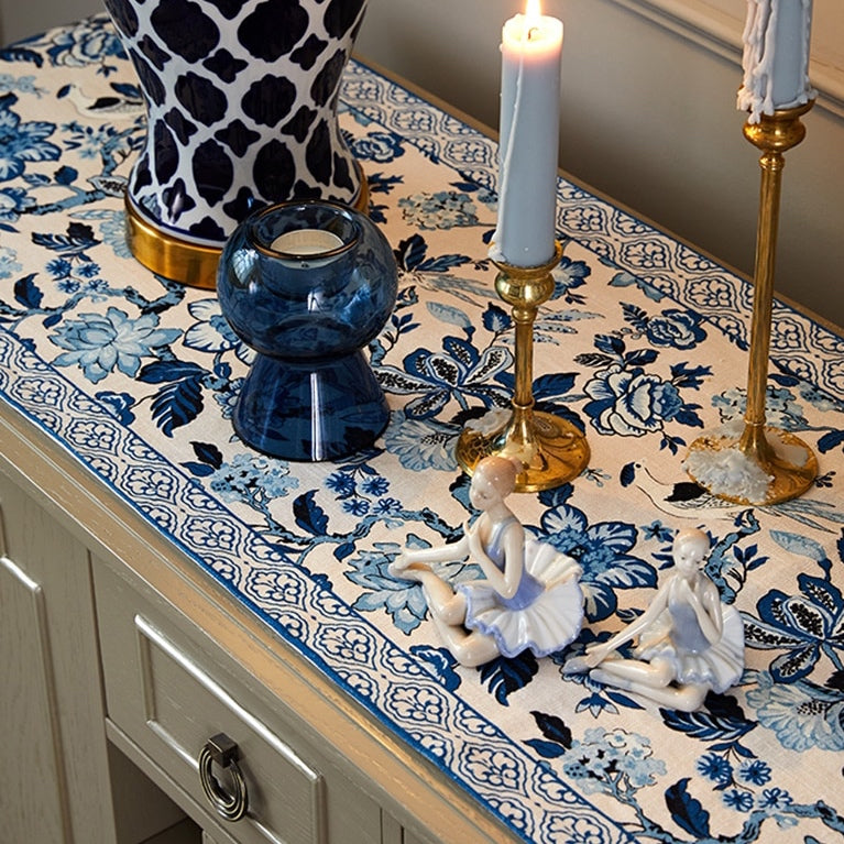 Modern Chinese Blue and White Table runner