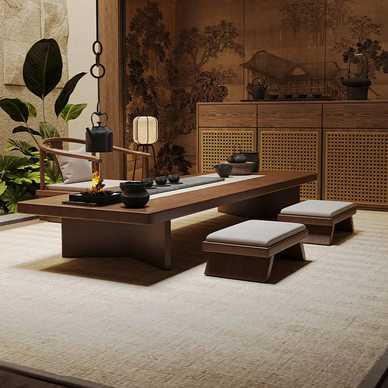 New Chinese Style Coffee Tables Japanese Home Solid Wood Balcony Bay Window Coffee Tables Floor Platform Furniture Quemo JT40E