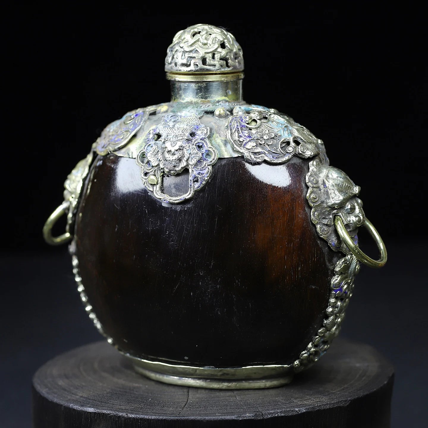 Tigerschnupfflasche aus Cloisonné mit Hängering – Asiatische Deko