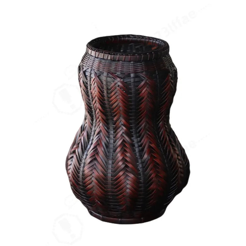 Handmade Gourd-Shaped Bamboo Flower Vase – Woven Ikebana Basket & Zen Floral Container