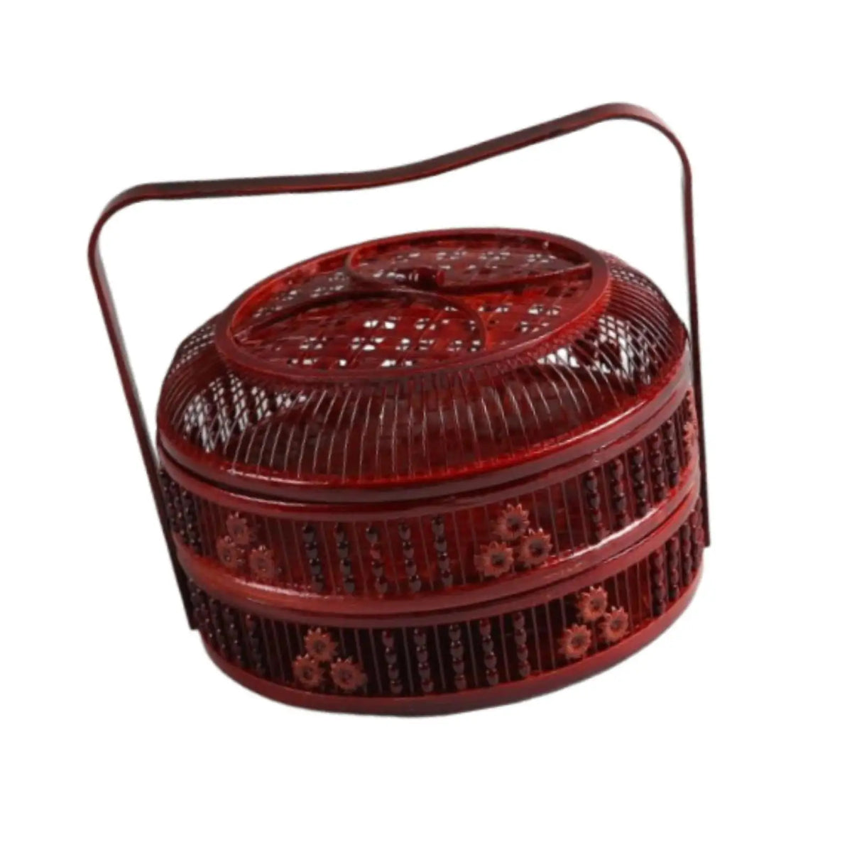 Handwoven Multi-Tier Bamboo Storage Basket with Handle