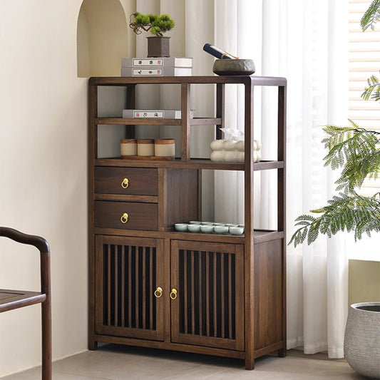 Luxury Chinese Solid Wood Curio Cabinet – Oriental Living Room Display Credenza