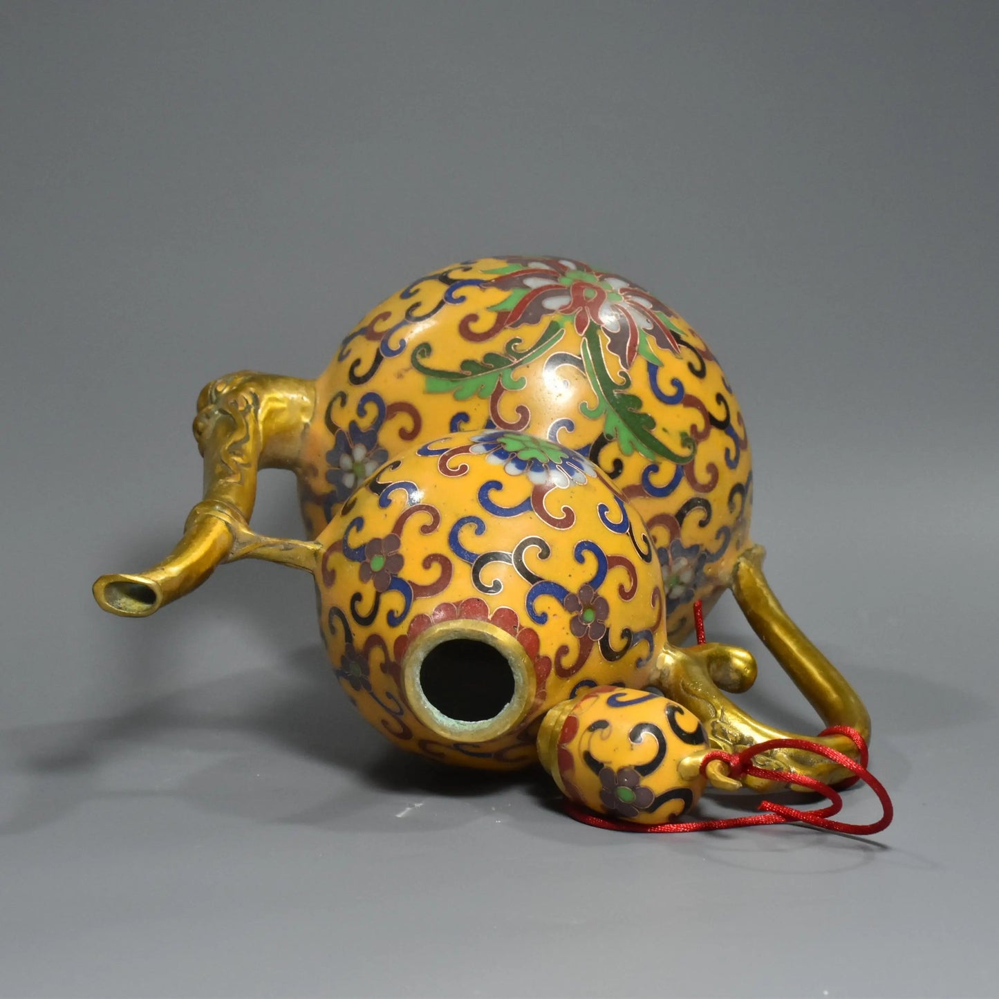 Bronze Cloisonné Floral Gourd Wine Pot – Temple Gourd Vessel
