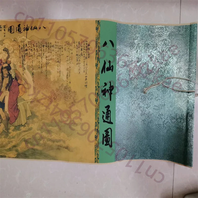 China Old long Scroll,Watercolor Ink Painting, Ding Yunpeng's Eight Immortals Divine Art Diagram