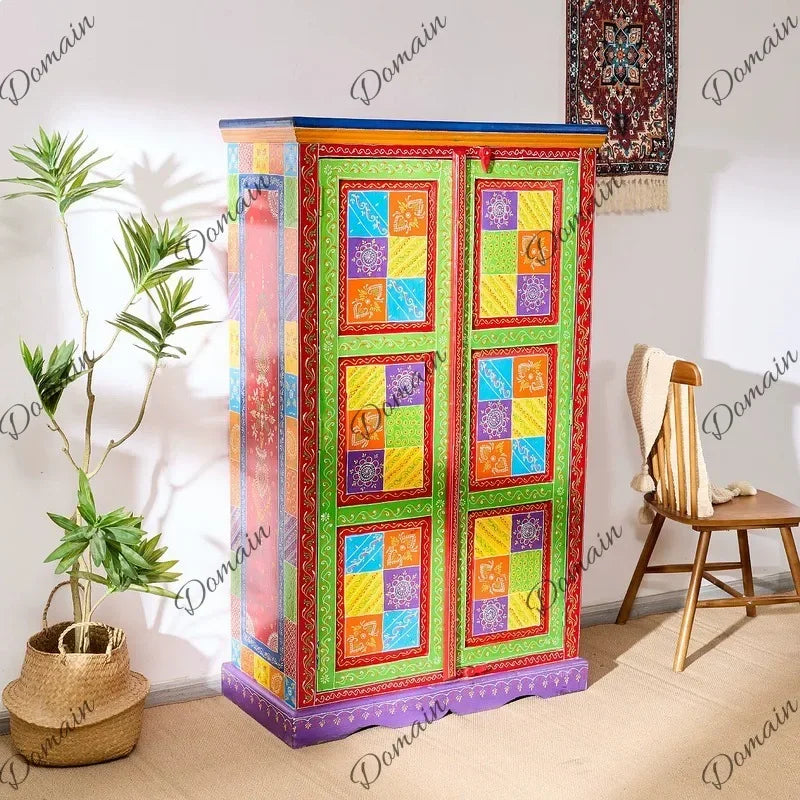 XB Southeast Asian Style Wooden Narrow Entryway Cabinet Room Divider Storage Shelf For Home Hallway