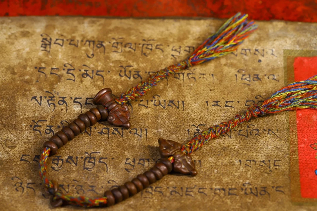 Tibetan Temple Bronze Buddha Beads Bracelet – Dharma Counter & Amulet (6")