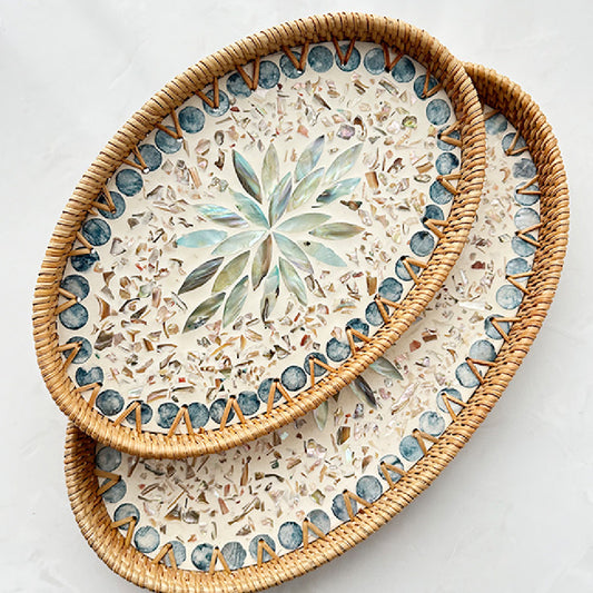 Japanese Rattan Shell Tray For Household Tea