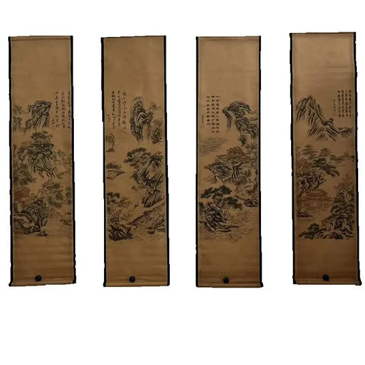 Chinesische antike Papierkalligraphie-Gemälde Rollen, Gedichte Berühmte Kalligraphie-Landschaftskünstler Vier Kartenkunst Dekorative
