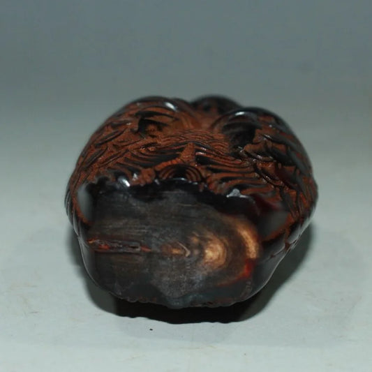 Frasco de rapé de cuerno de buey natural con doble pez, una pieza de colección china antigua