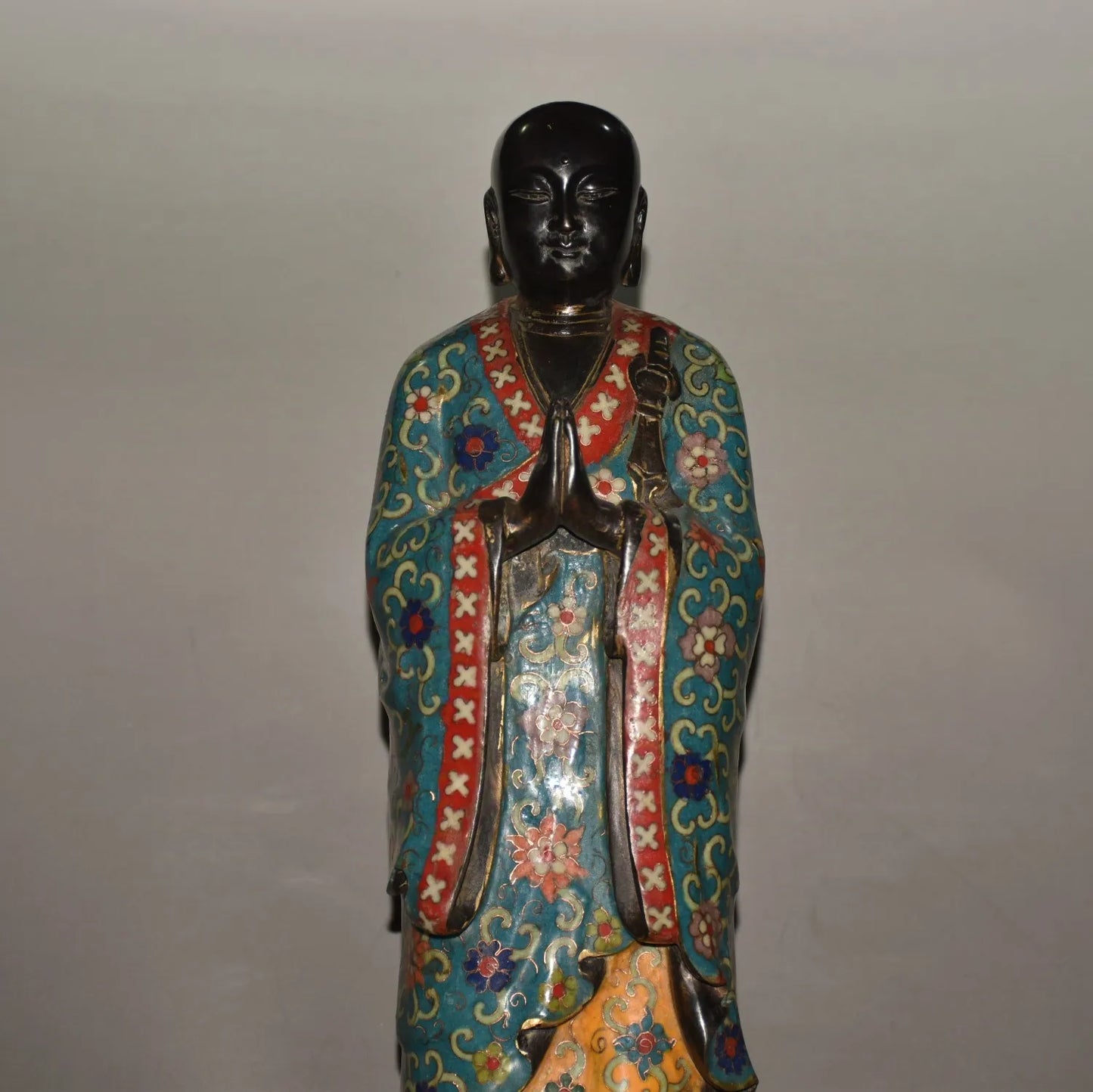 18" Tibetan Temple Collection Bronze Cloisonné Enamel Amitabha & Ksitigarbha Bodhisattva