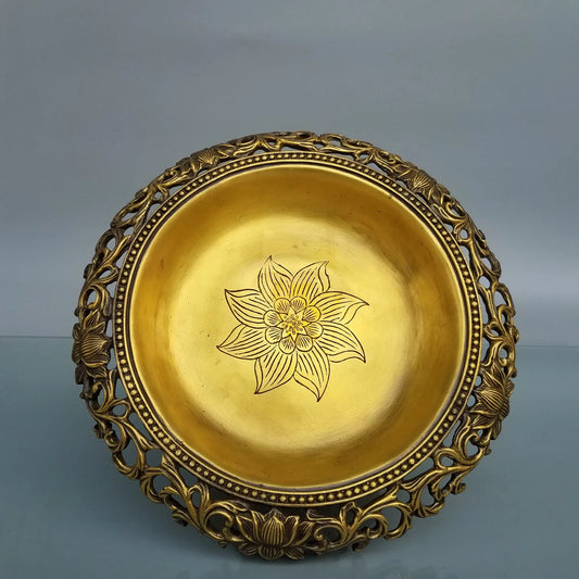 Tibetan Temple Bronze Lotus Fruit Plate – Cornucopia Treasure Bowl (10")