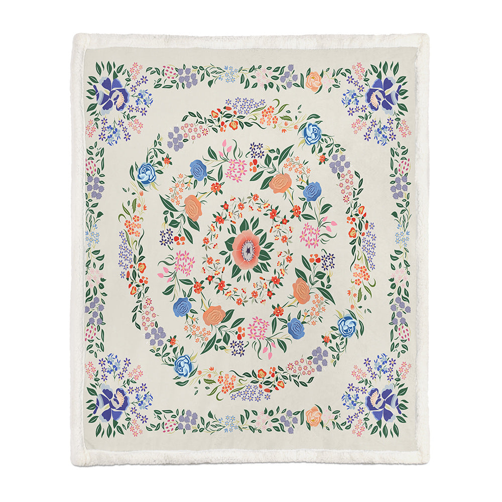 Chinese Floral Flannel Blanket – Soft Printed Throw in Multiple Sizes