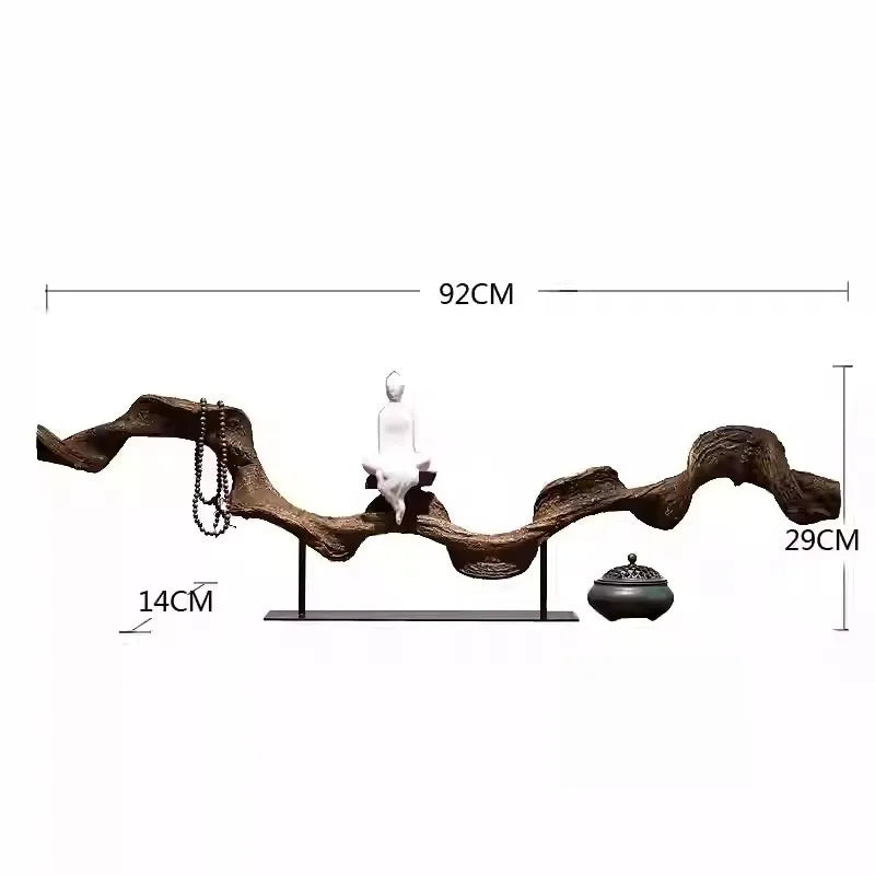 Zen-Inspired Wabi-Sabi Resin Decor Ornament Artistic Entryway Sculpture for Chinese Tea Room Living Room Display