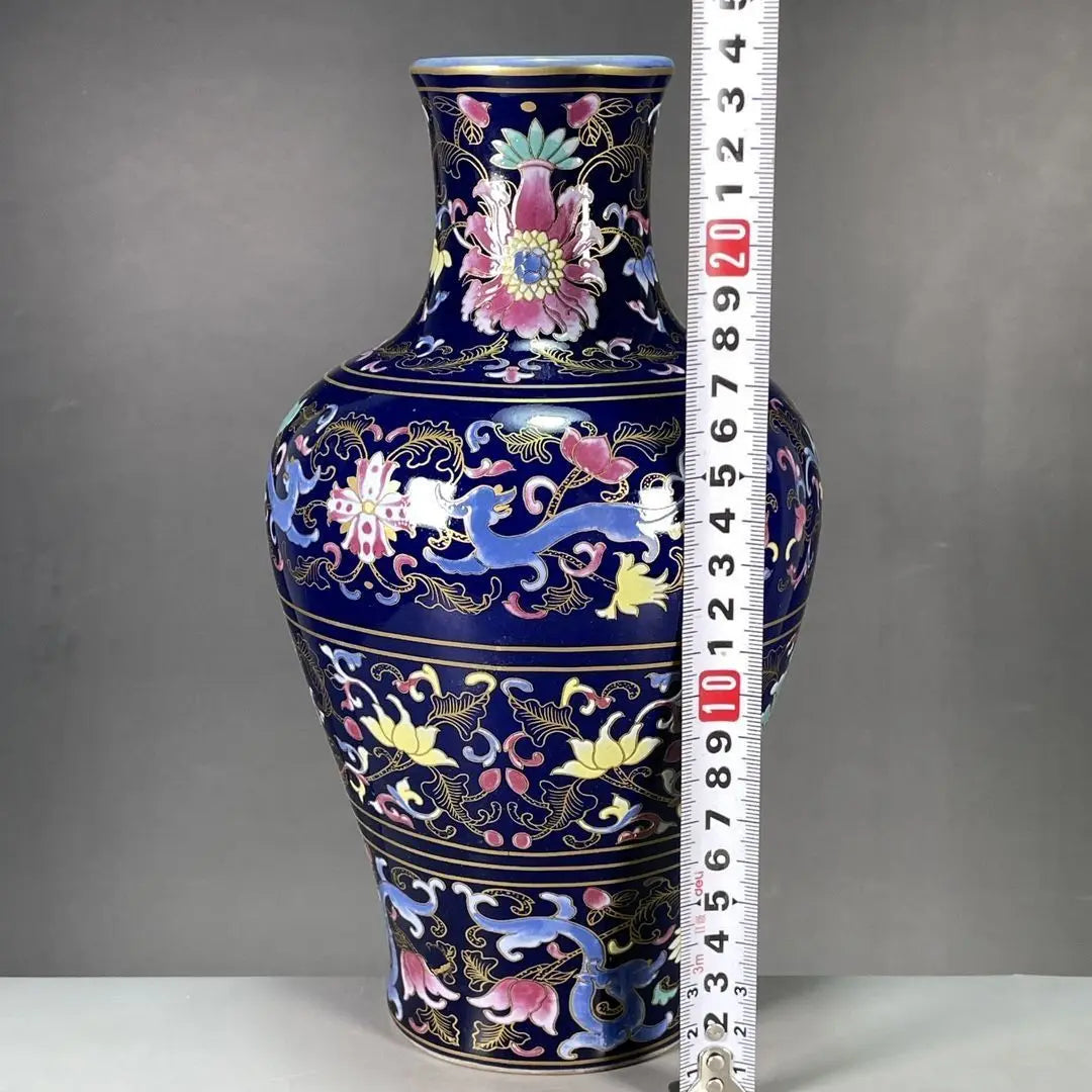 Qing Dynasty Qianlong Blue-Glazed Floral Enamel Vase Replica | One-of-a-Kind Handmade Porcelain