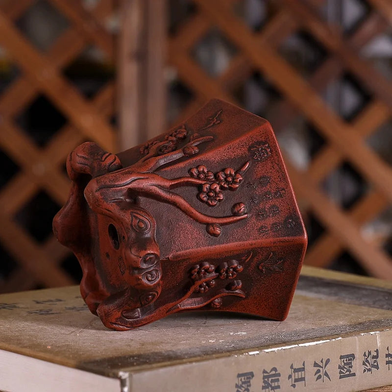 Purple Sand Plum Blossom Bonsai Pot – Carved Traditional Chinese Planter