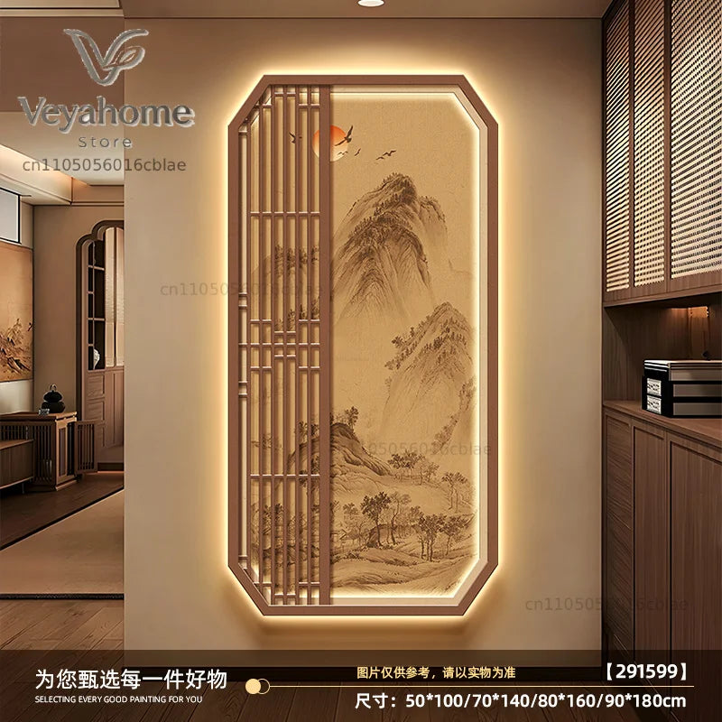 Illuminated Landscape LED Wall Light – Luminous Shanshui Mural & Corridor Sconce