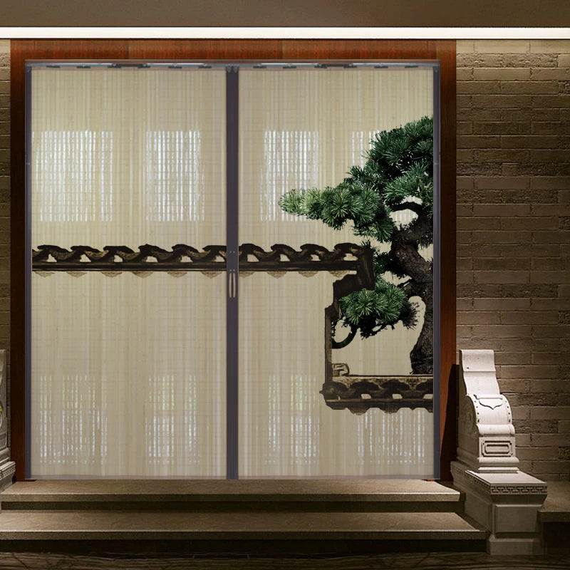 Partición deslizante de bambú impresa para puerta, biombo tradicional chino japonés, cortina deslizante, puerta para uso doméstico, divisor de ambientes, pantalla plegable