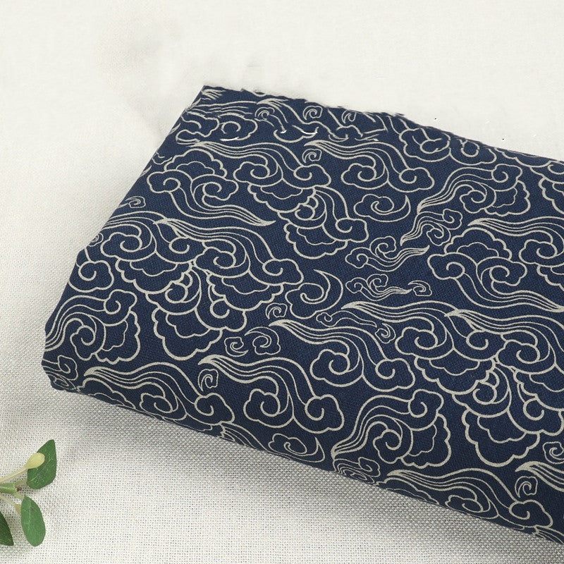 Chinese Dark Blue Cotton Linen Fabric