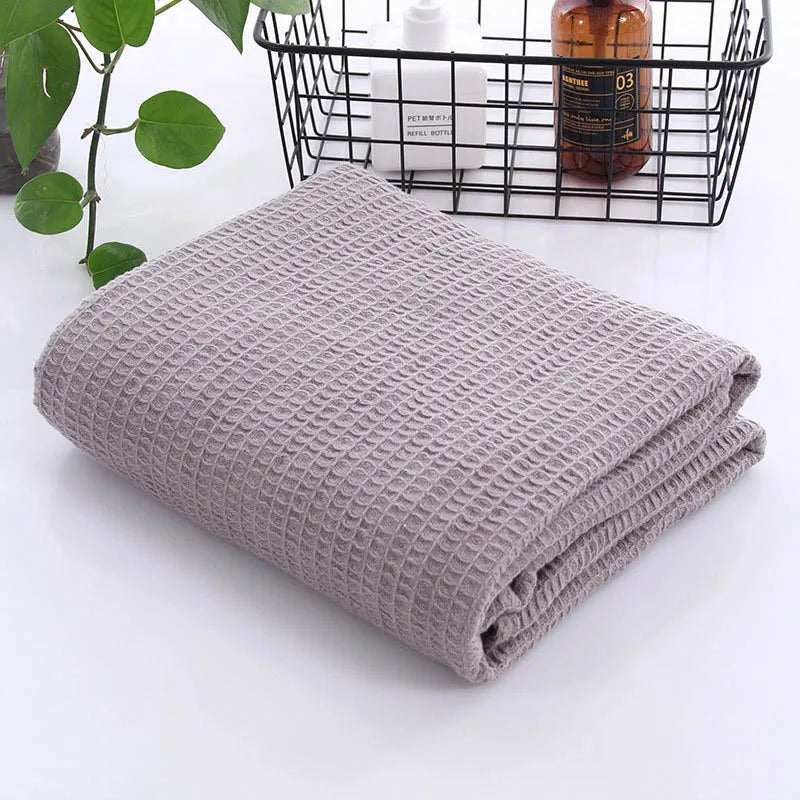 Japanese Pure Cotton Waffle Weave Blanket – Breathable Summer Towel Quilt & Sofa Throw