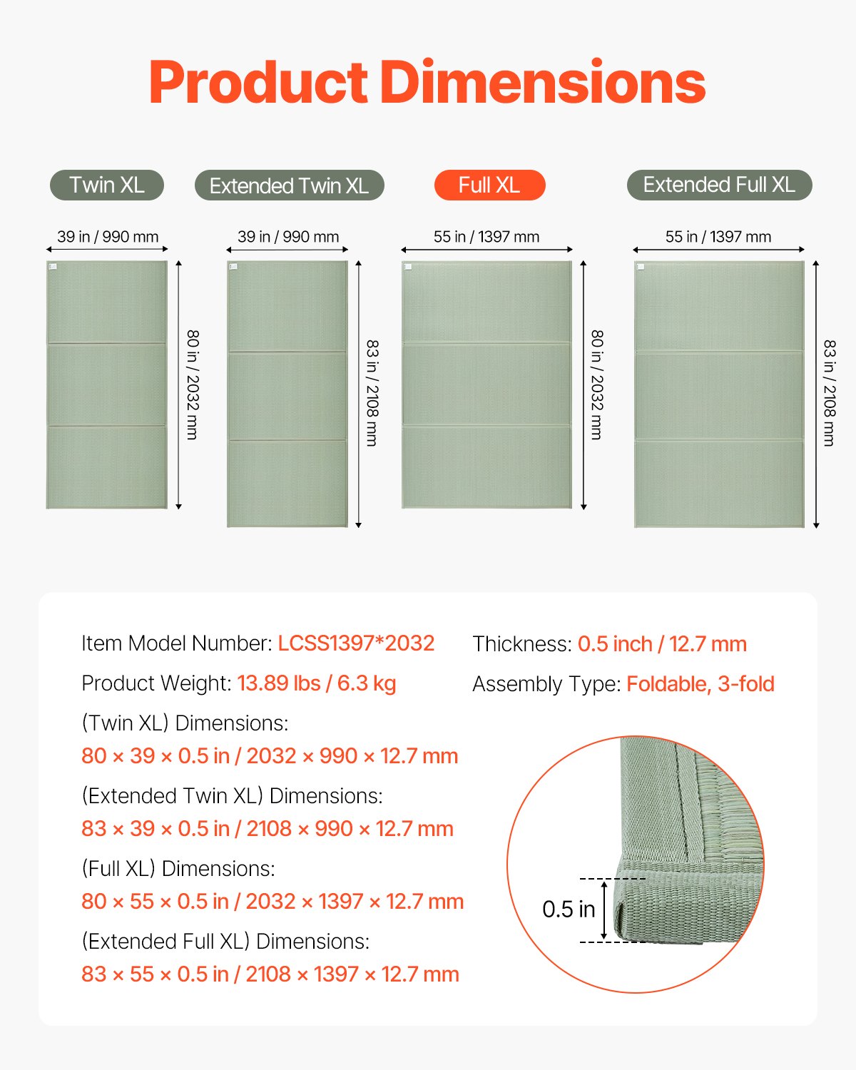 Japanese Tatami Mat, Queen Size Foldable Mattress (Natural Rush Grass), Non-Slip Backing