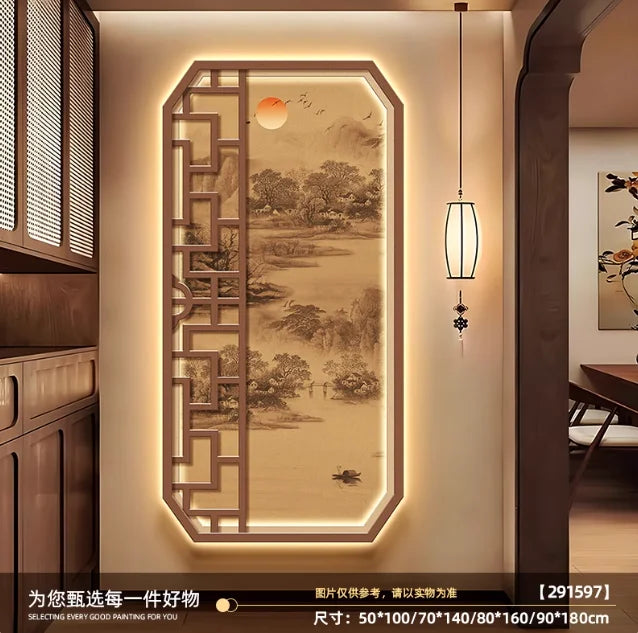 Illuminated Landscape LED Wall Light – Luminous Shanshui Mural & Corridor Sconce