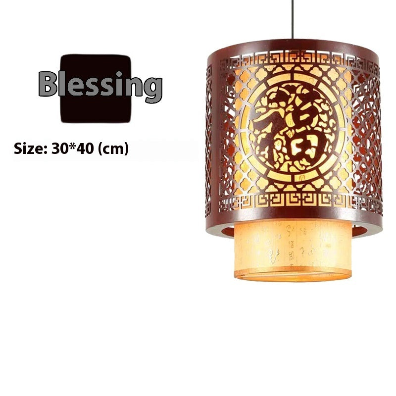 Chinese Antique Style Wooden and Fabric Lanterns