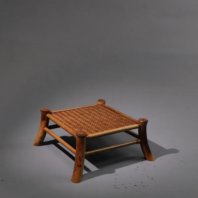 Handmade Meilu Bamboo Flower Stand & Woven Mat Display Rack