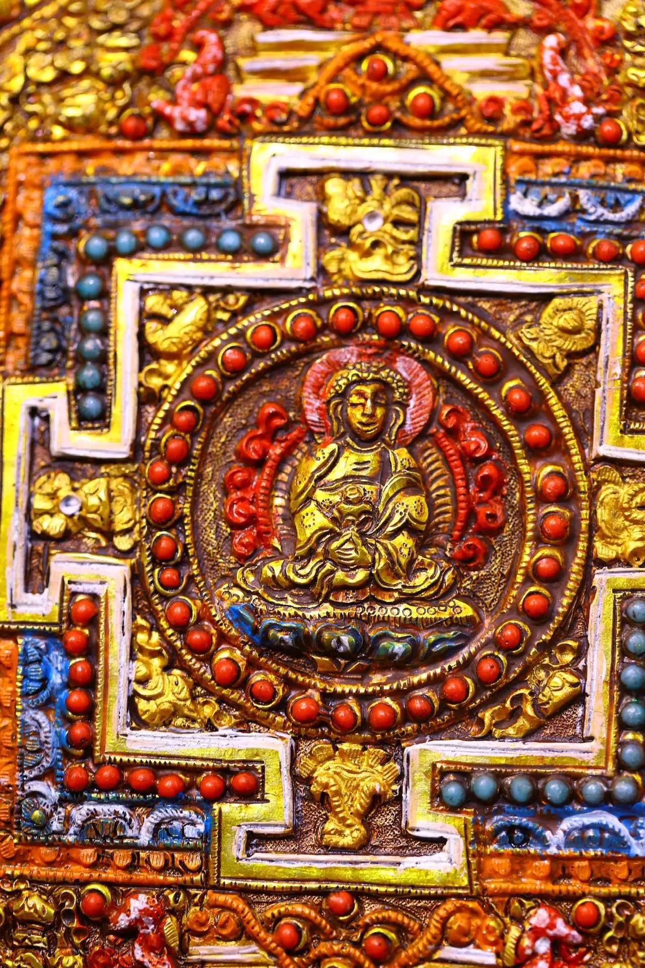 9" Tibetan Silver Longevity Buddha Thangka Mandala Amulet