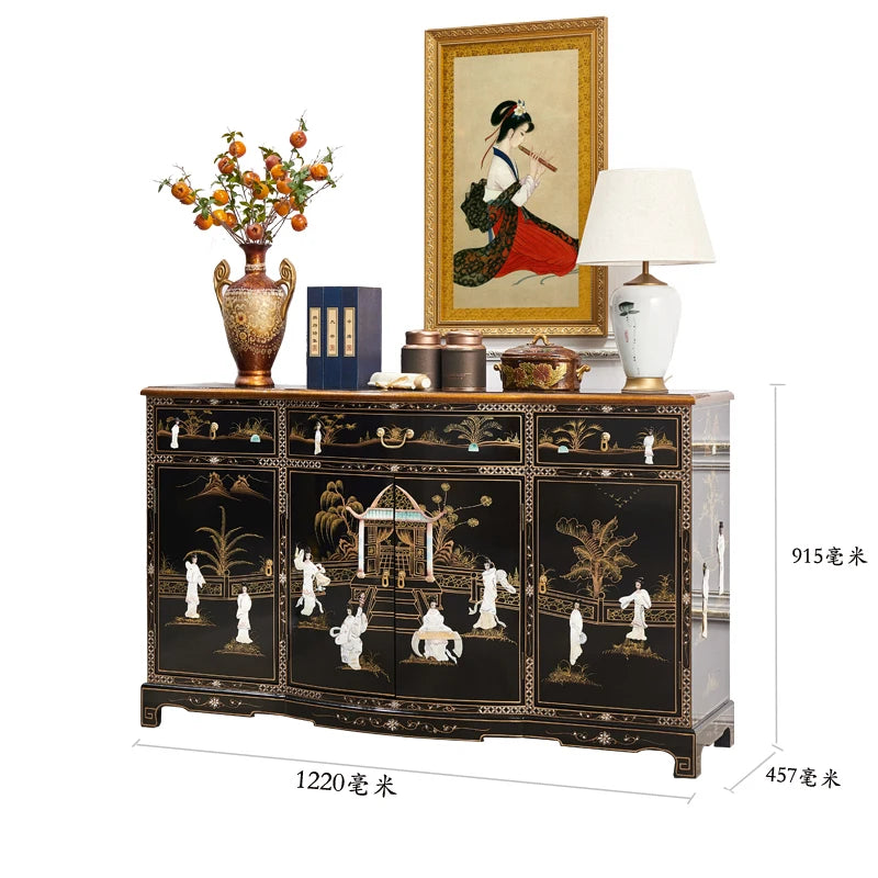 Bright lacquered solid wood porch cabinet shell locker classical furniture