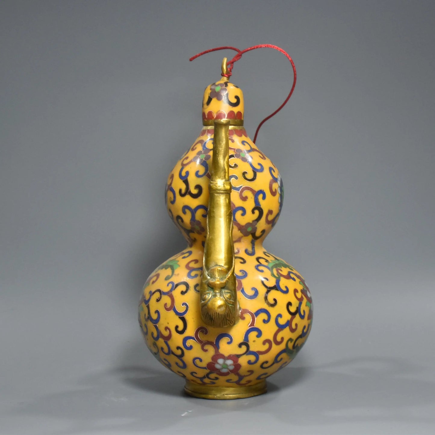 Bronze Cloisonné Floral Gourd Wine Pot – Temple Gourd Vessel