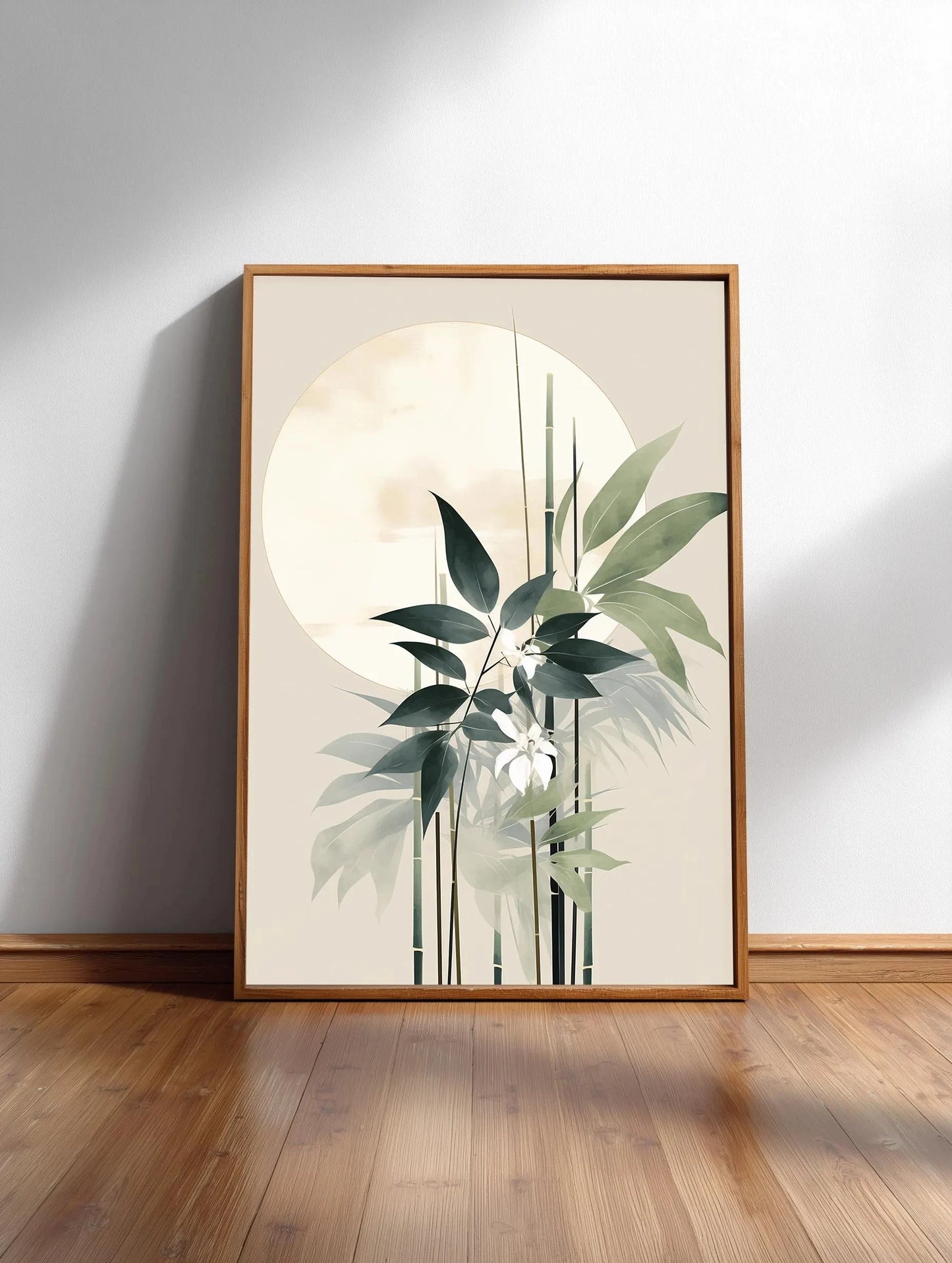 Minimalist Japanese Bamboo Forest & Crane Zen Wall Art Print