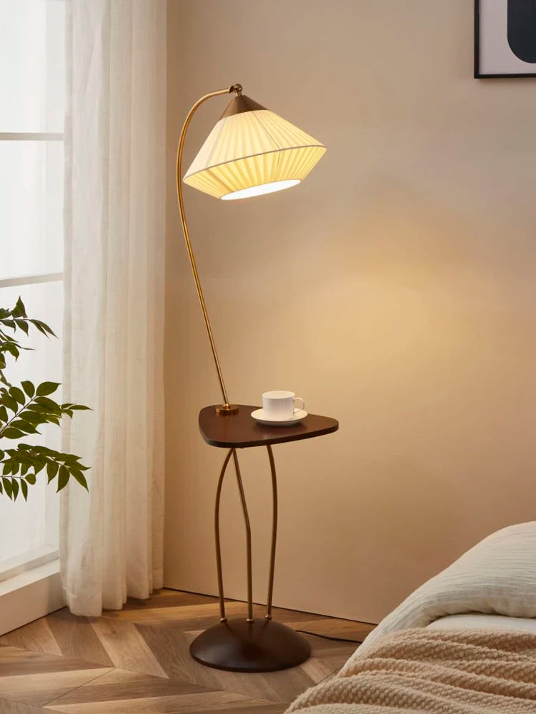 Japanese Retro Floor Lamp Living Room SofaSide Standing Lamp Bedside Lamp Medieval Creative Home Decoration Lamp LED Shelf Light