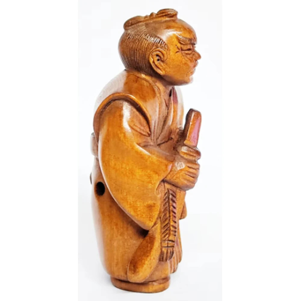 2" Buchsbaum Samurai Netsuke Figur – Japanische Miniaturkunst