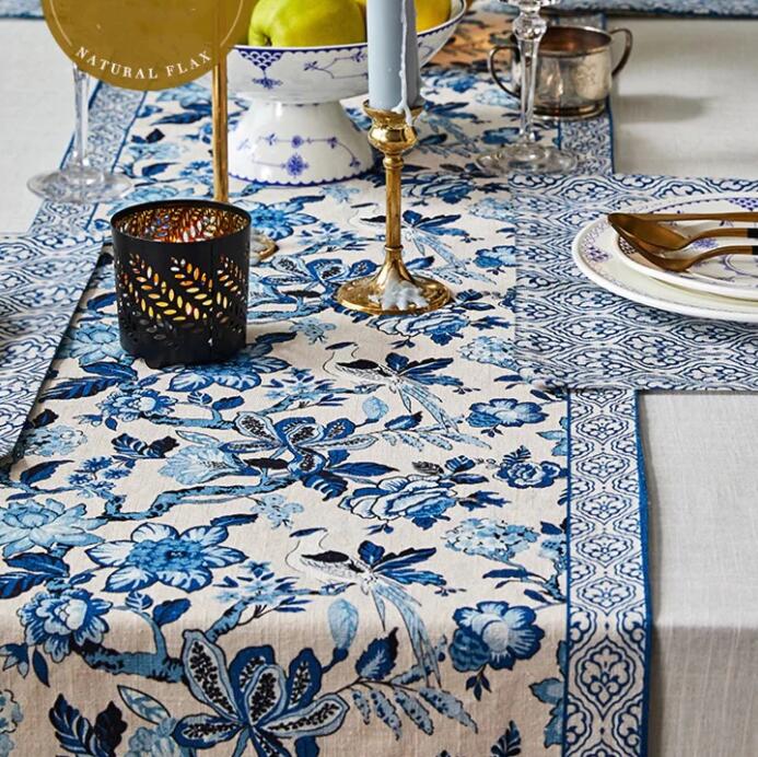 Modern Chinese Blue and White Table runner