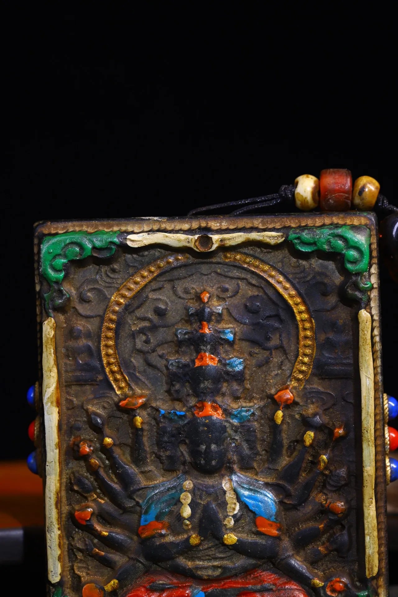 4" Cundhi Bodhisattva Meteorite-Style Plaque – Temple gZi Gem Amulet