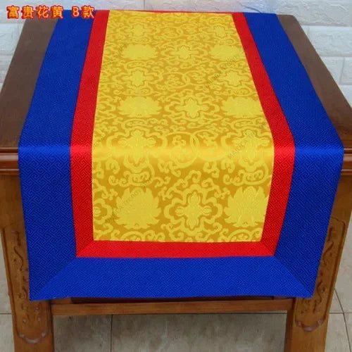Tibetischer Buddhismus Tischdecke Hochwertiger Seidensatin Klassische Heim-Religion Dekorative Abdeckung Buddhistischer Tempel