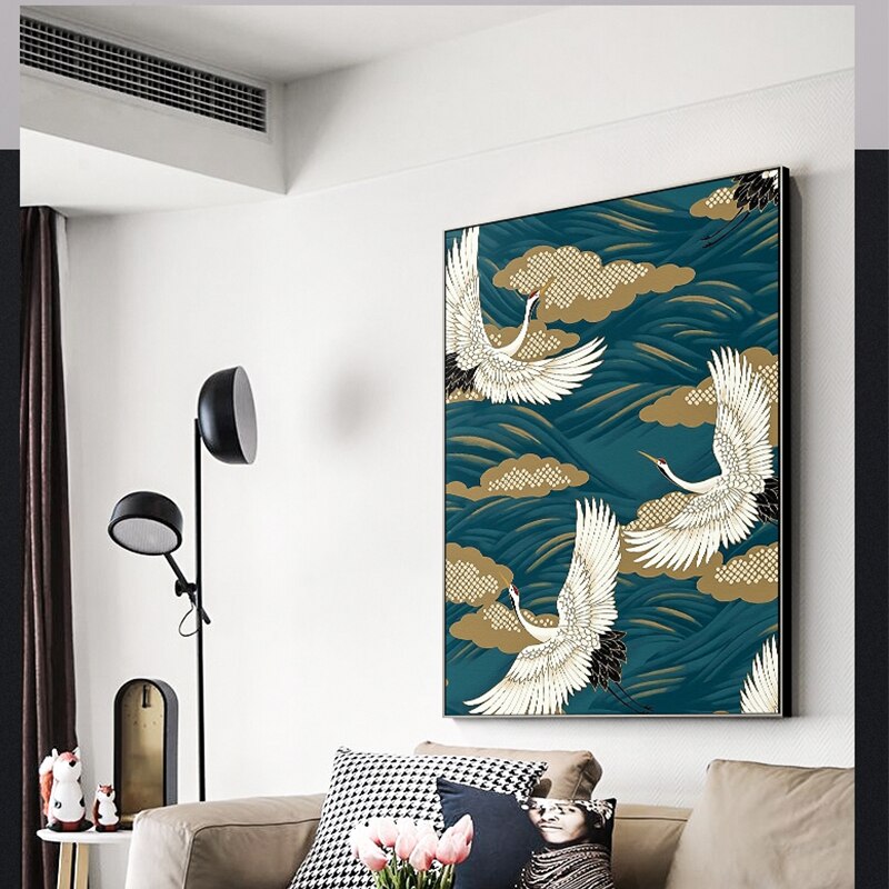 Abstract Chinese Bird Travel Sky Canvas Painting