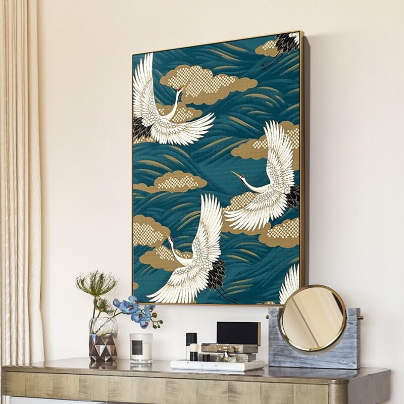 Abstract Chinese Bird Travel Sky Canvas Painting