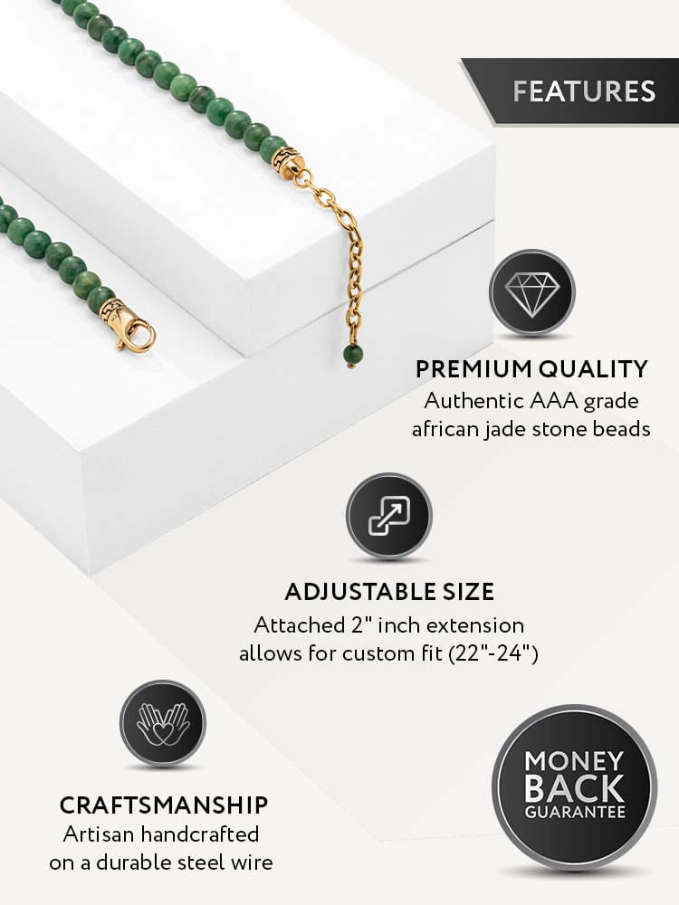 Collar de cuentas de jade verde