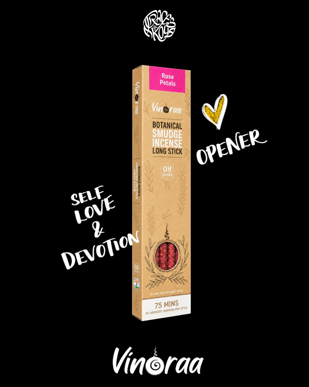 Rose Petal - 8 Sacred Natural Incense Sticks