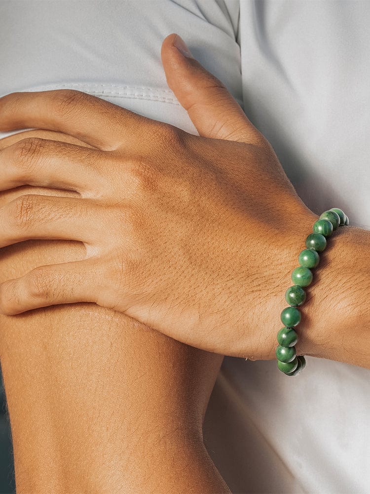 Pulsera de jade con abalorios - Ajuste de cadena