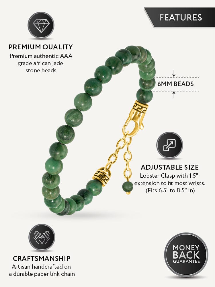 Pulsera de jade con abalorios - Ajuste de cadena