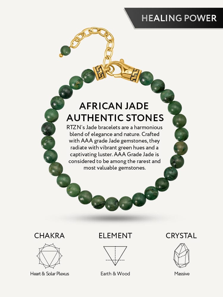 Pulsera de jade con abalorios - Ajuste de cadena