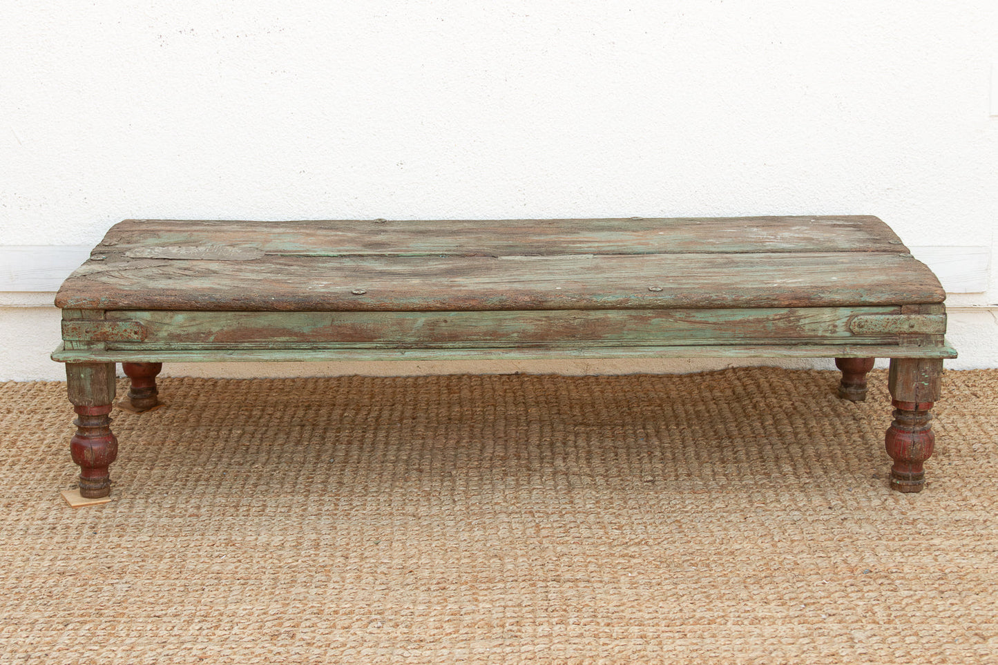 Antique Verdigris Teak Takhat Coffee Table