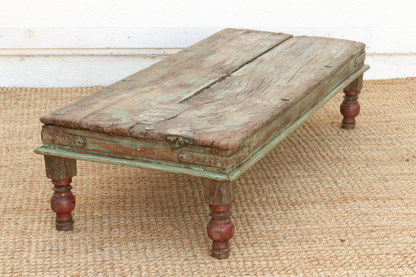 Antique Verdigris Teak Takhat Coffee Table