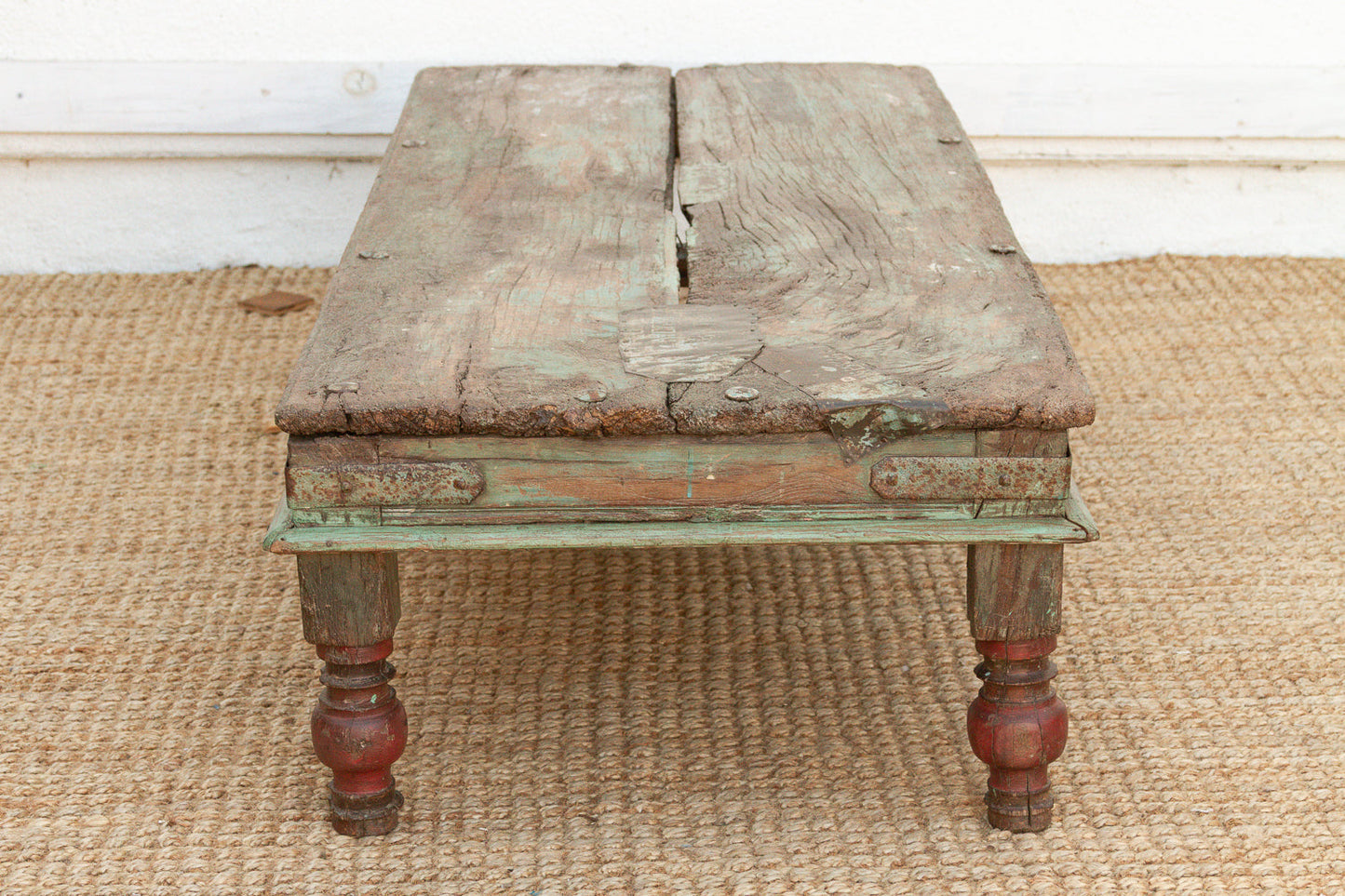 Antique Verdigris Teak Takhat Coffee Table