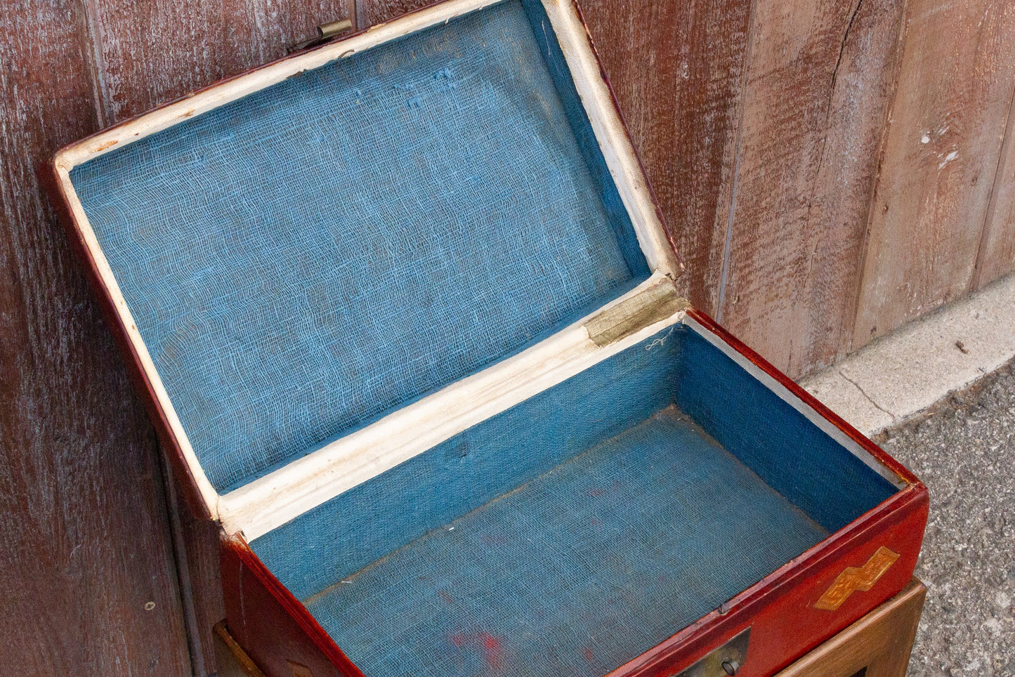 Chinese Antique Lacquer Document Box on Wooden Stand