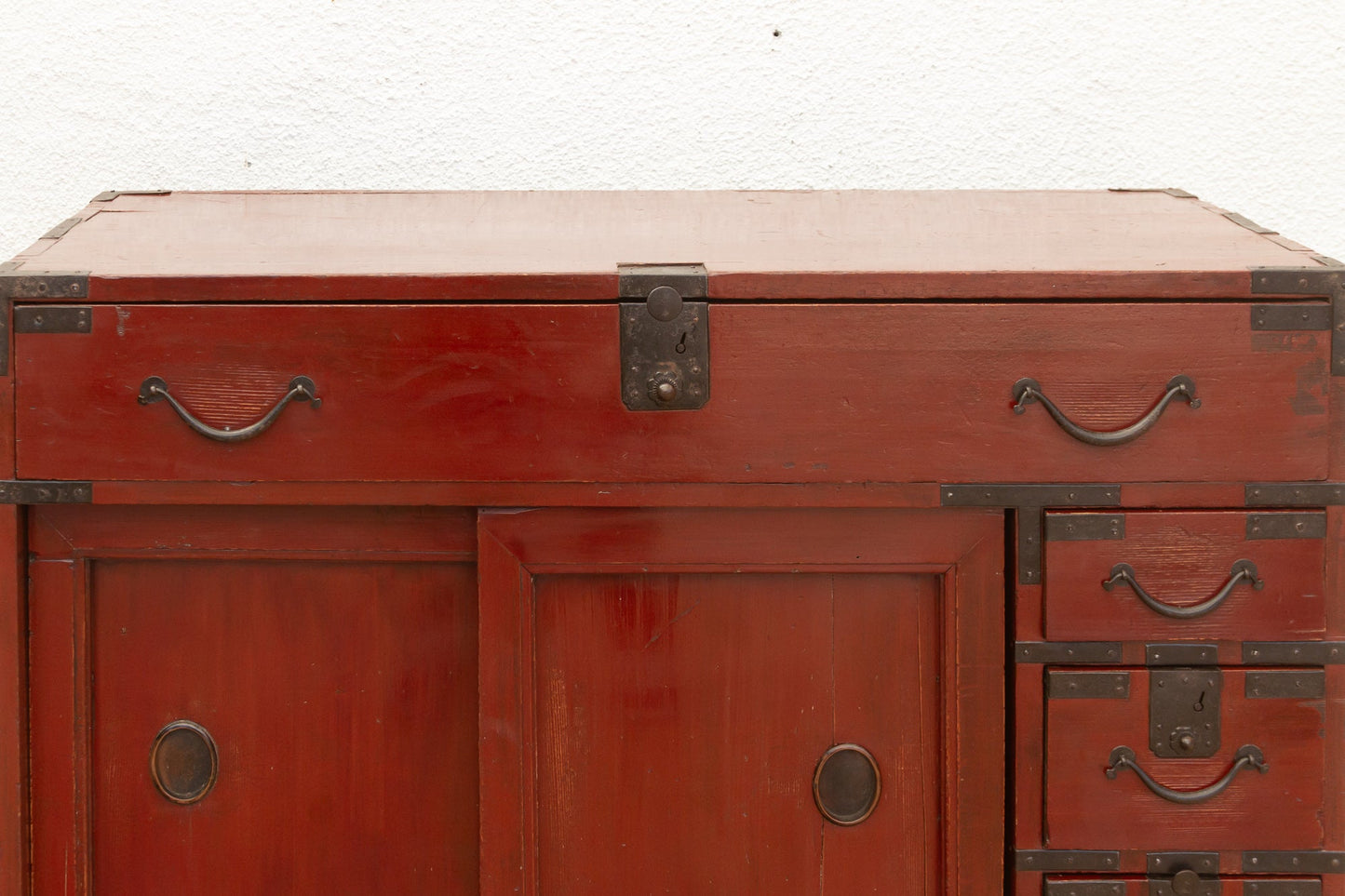 Antique Red Japanese Tansu Storage Cabinet